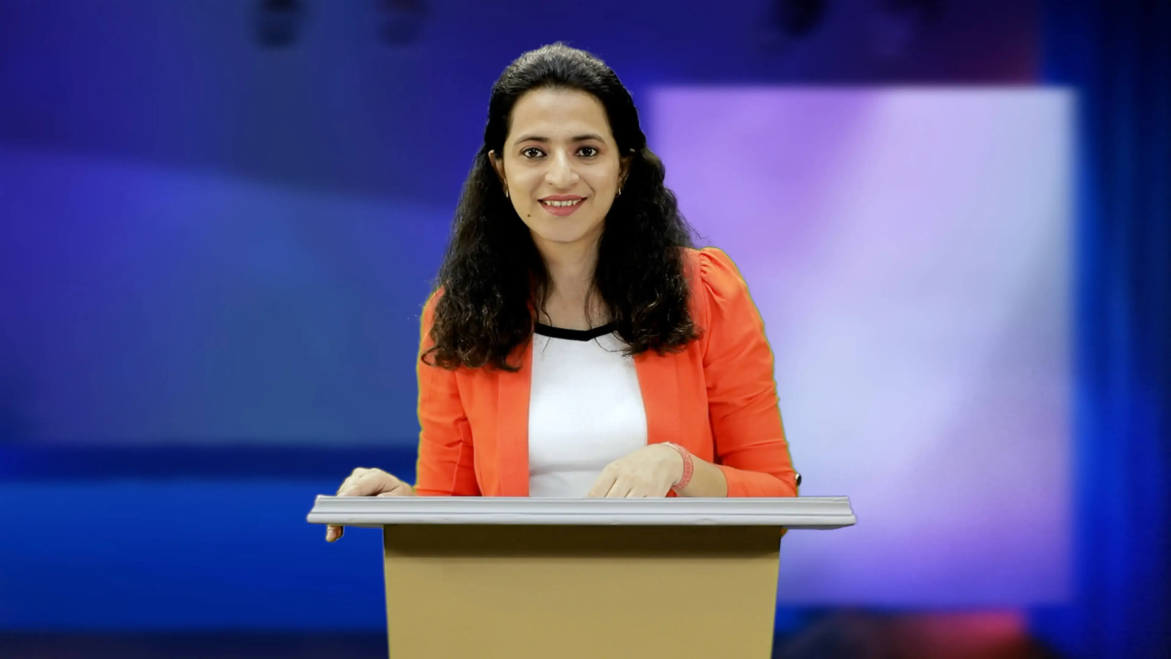 Founder of this agency Akriti Khatri giving a speech 